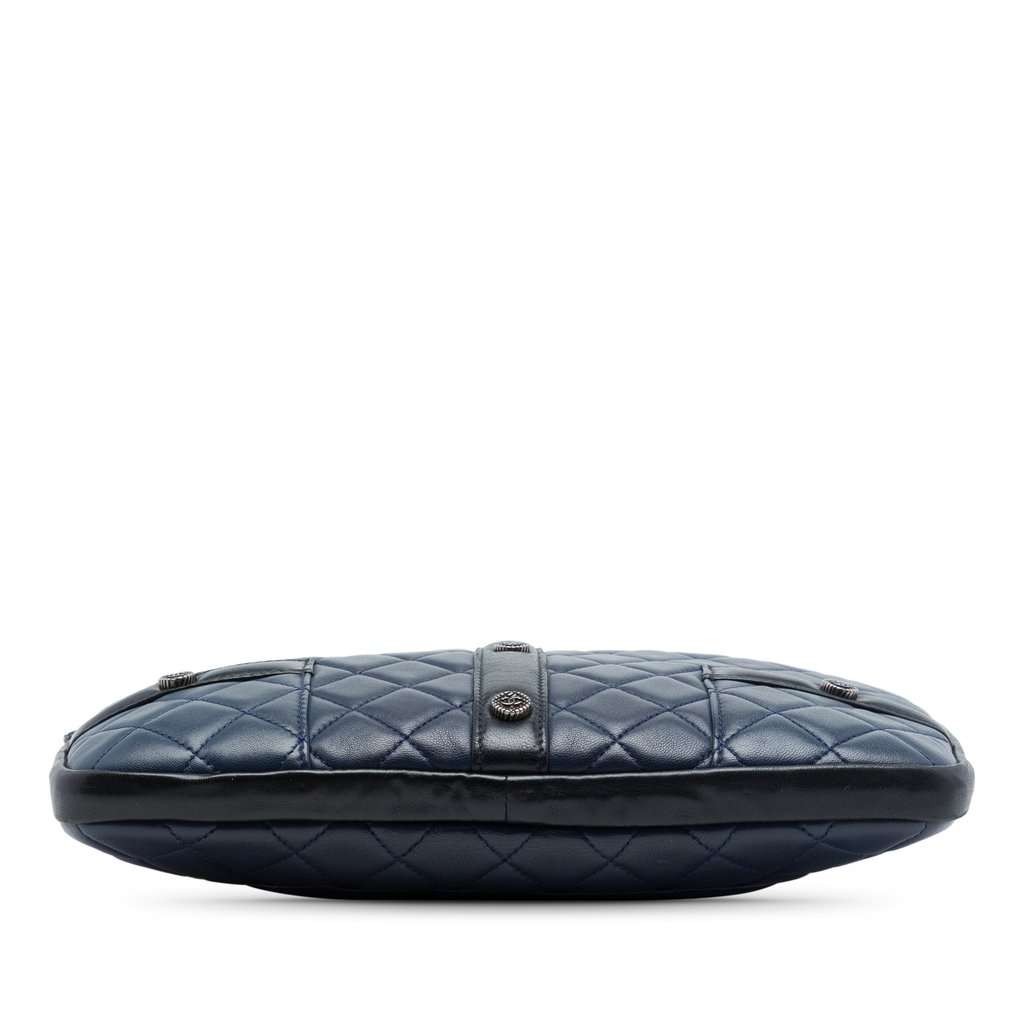 Chanel Small Quilted Lambskin Girl Clutch on Chain Blue Leather Very good - Inside View