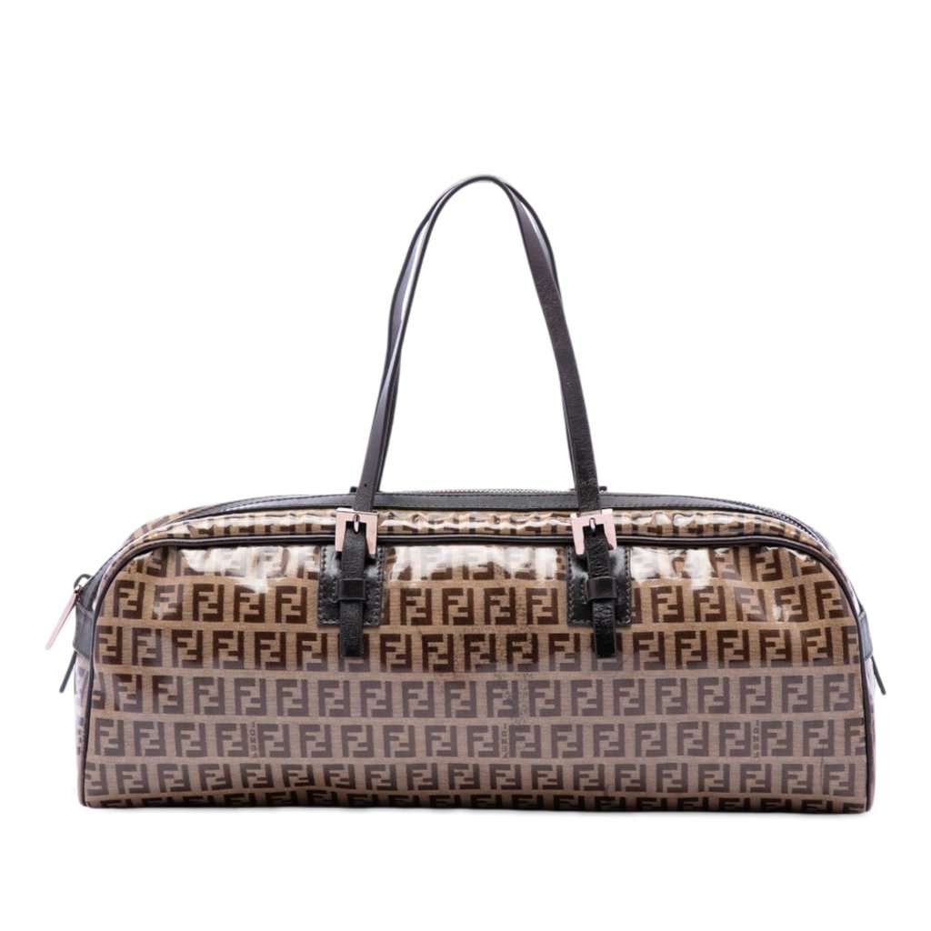 Fendi Zucchino Crystal Handbag Brown Very good - Front View