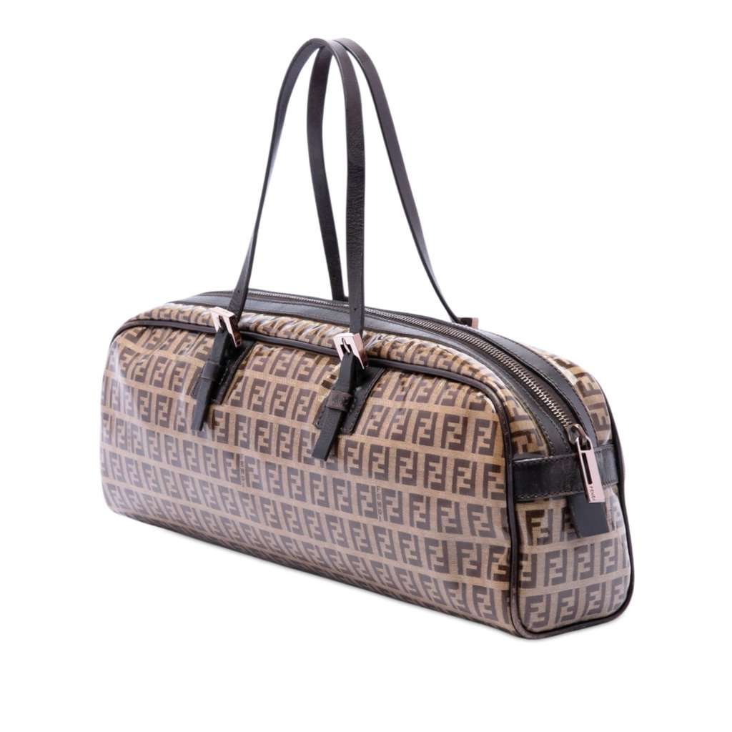Fendi Zucchino Crystal Handbag Brown Very good - Back View