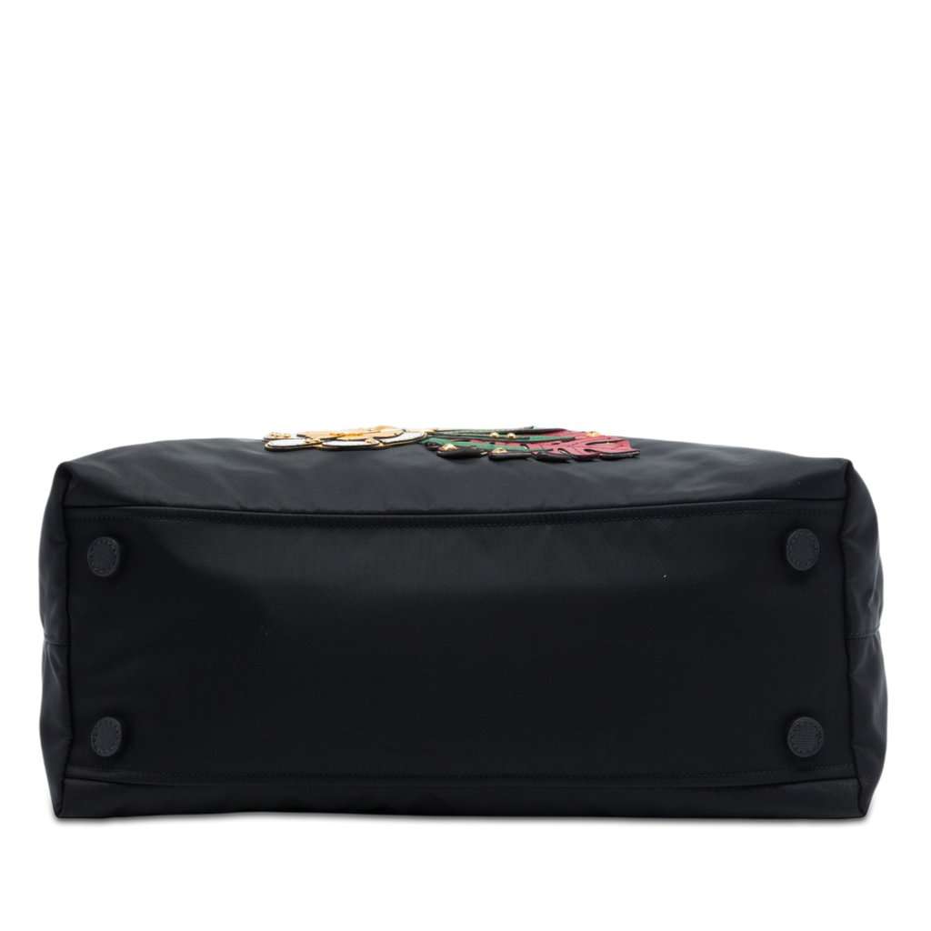 Prada Saffiano Trimmed Tessuto Parrot Applique Tote Black Very good - Inside View
