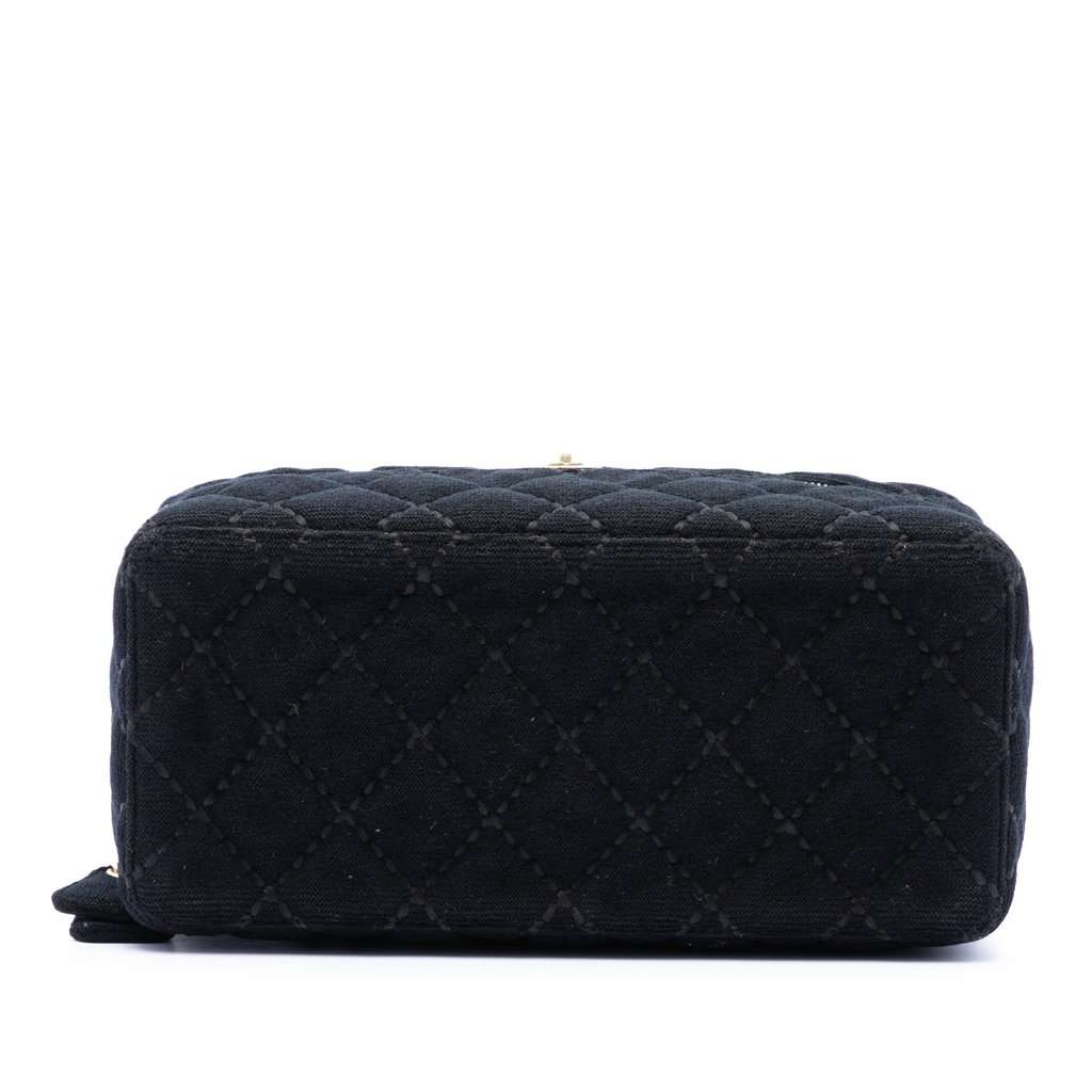 Chanel CC Quilted Jersey Wild Stitch Vanity Bag Black Very good condition - Inside View