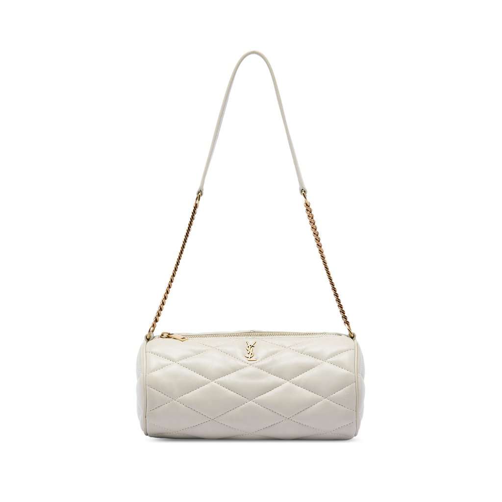 Saint Laurent Mini Quilted Lambskin Sade Tube Bag White Leather Very good - Front View