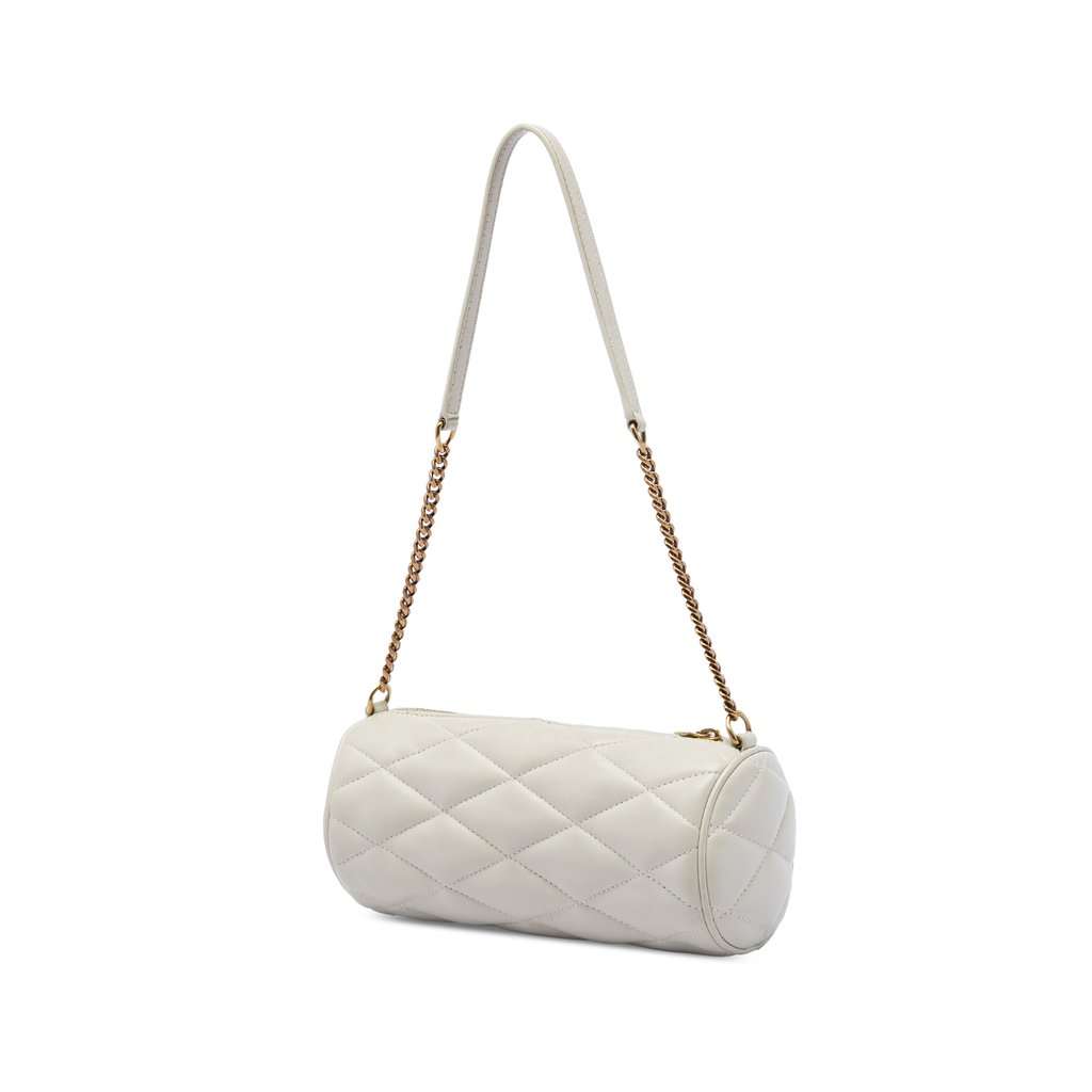 Saint Laurent Mini Quilted Lambskin Sade Tube Bag White Leather Very good - Back View