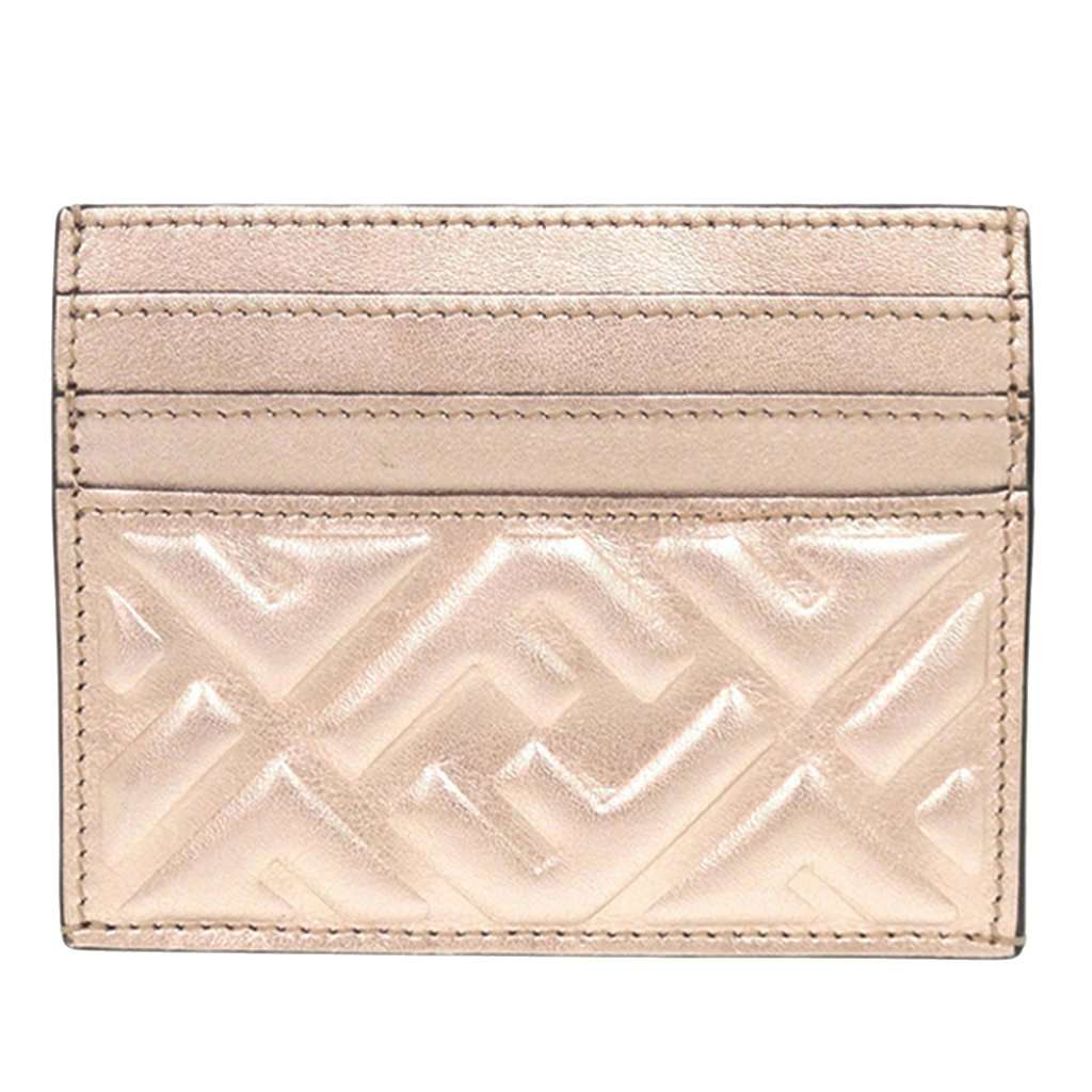 Fendi Metallic Calfskin FF 1974 Baguette Card Holder Pink Leather Very good condition - Back View
