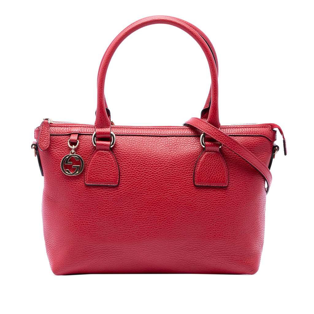 Gucci Dollar Calfskin GG Charm Satchel Red Leather Very good condition - Front View