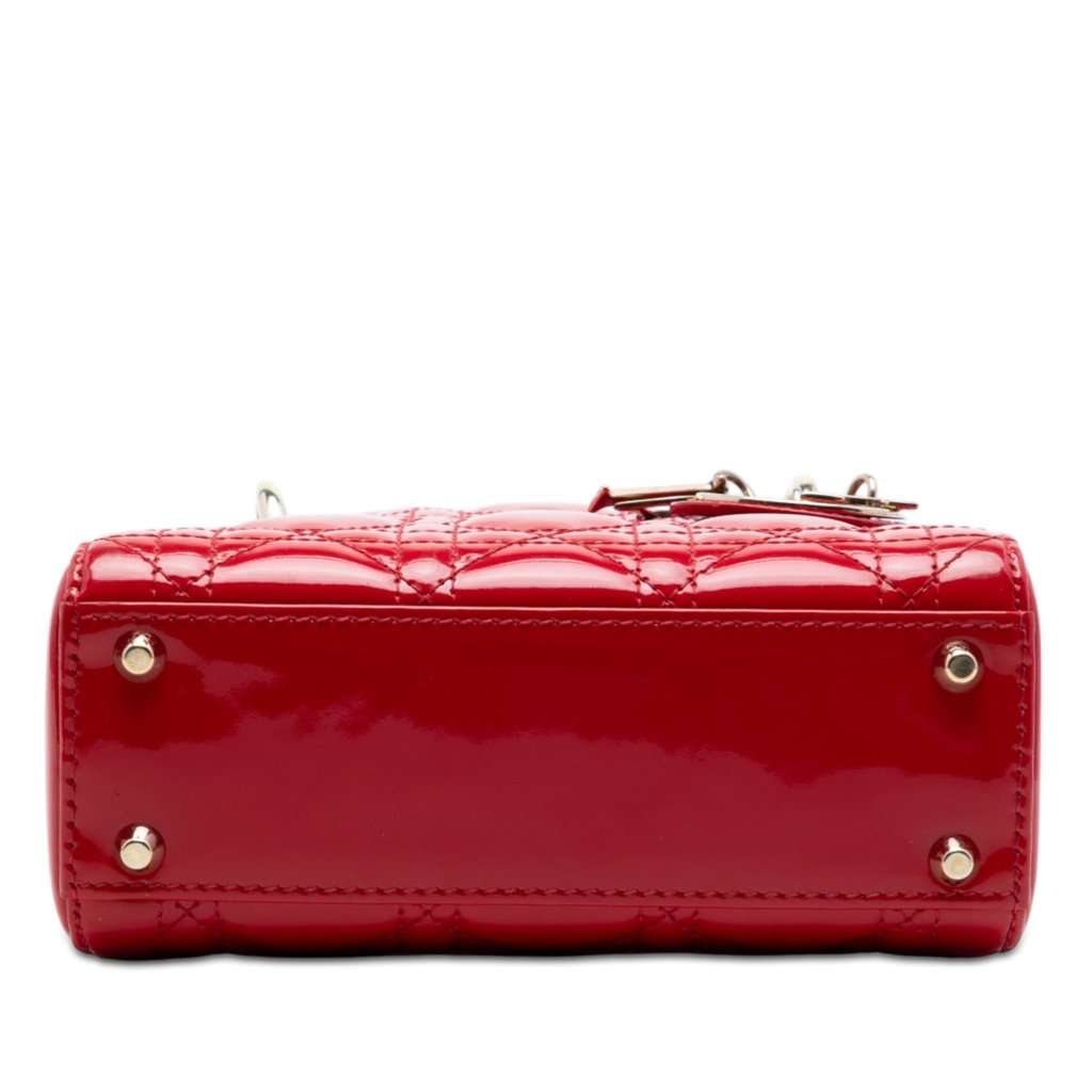 Dior Mini Patent Cannage Lady Dior Red Leather Very good condition - Inside View
