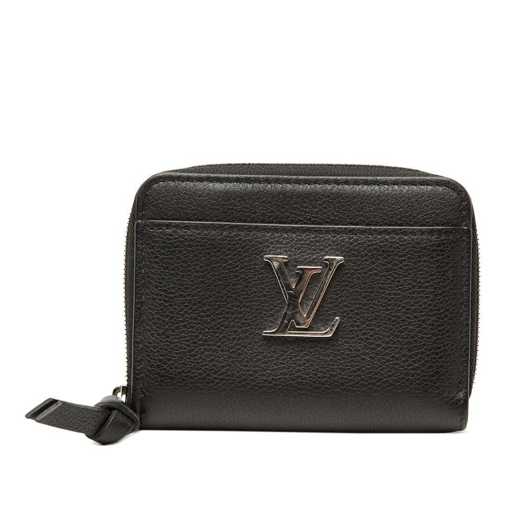 Louis Vuitton Calfskin Lockme Zippy Coin Purse Black Leather Very good - Front View