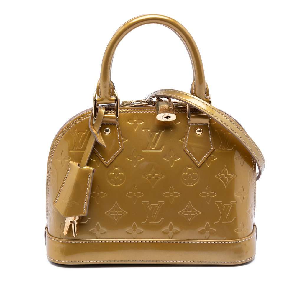 Louis Vuitton Monogram Vernis Alma BB Gold Leather Very good condition - Front View