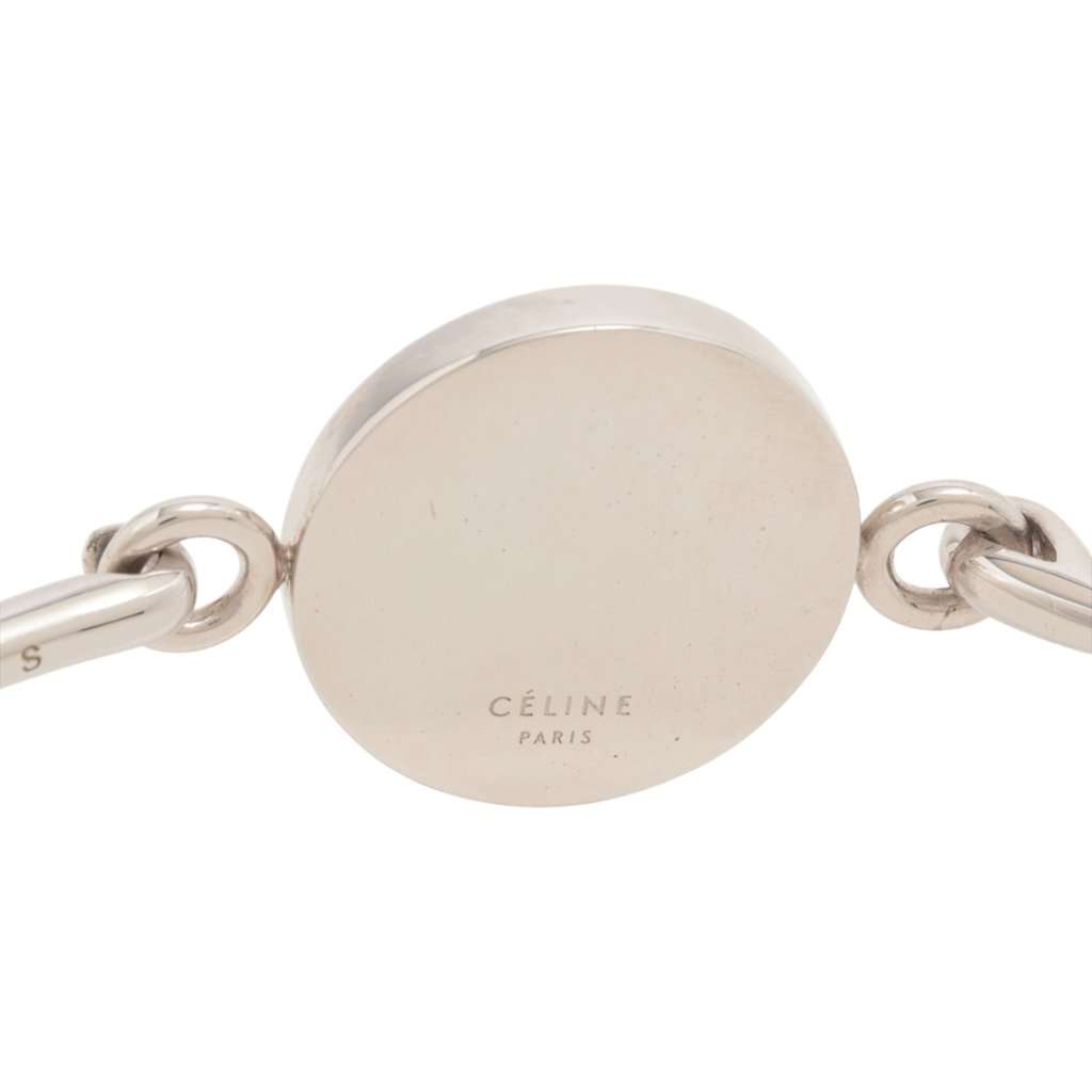 Celine Brass and Stone Coin Choker Necklace Silver Metal Very good - Inside View