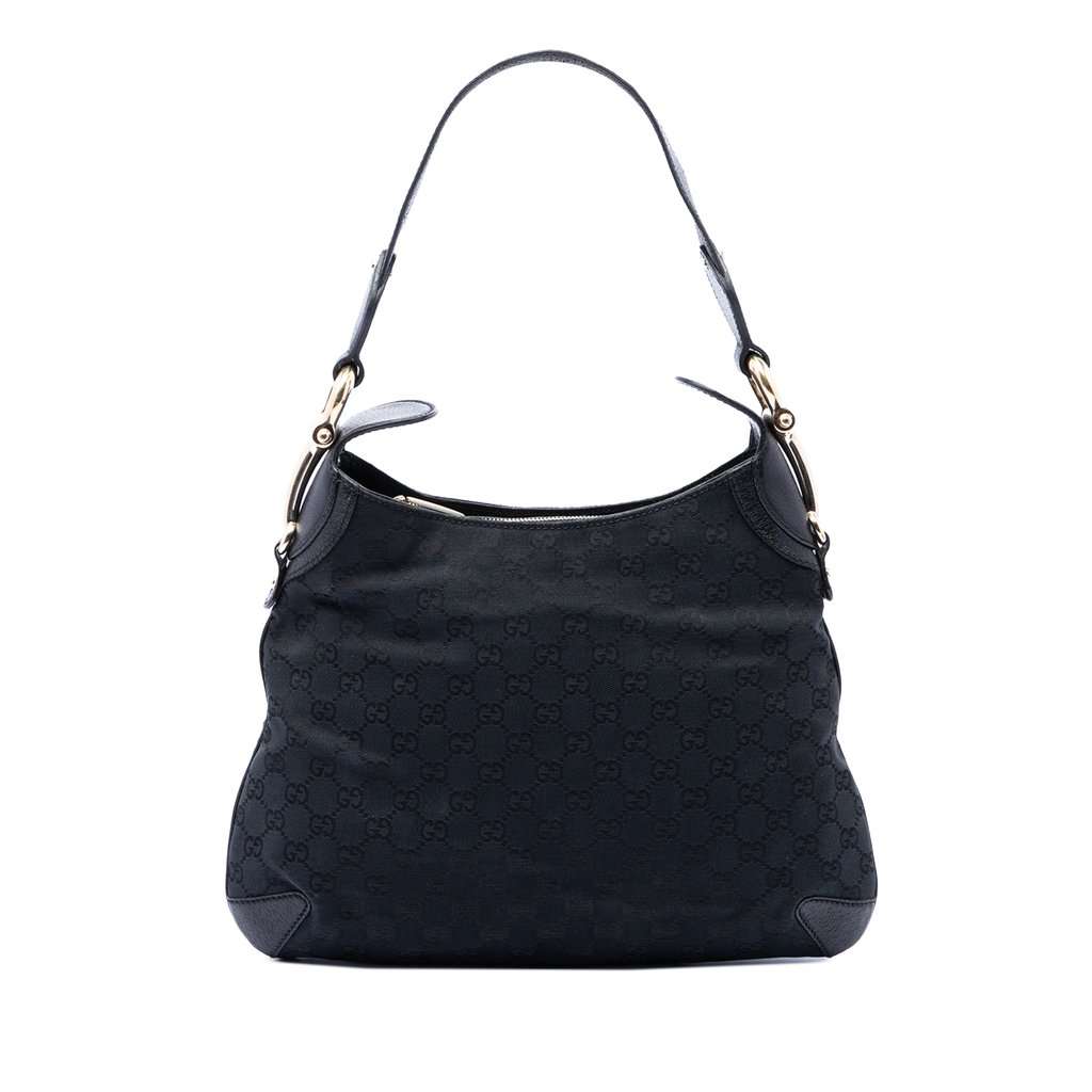 Gucci GG Canvas Horsebit Creole Hobo Black Very good condition - Front View