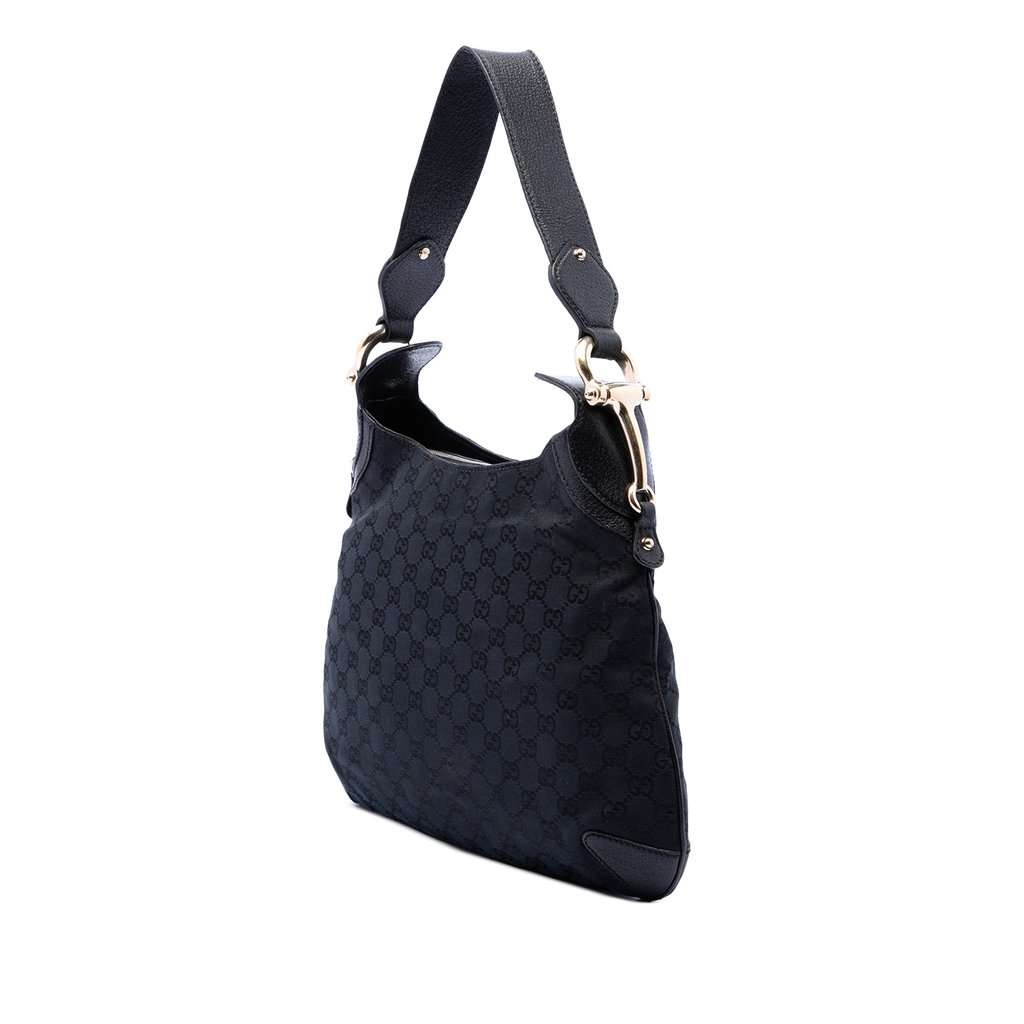 Gucci GG Canvas Horsebit Creole Hobo Black Very good condition - Back View