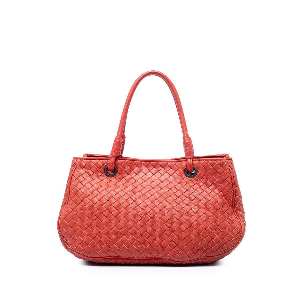Bottega Veneta Nappa Intrecciato Top Handle Bag Orange Leather Very good condition - Front View