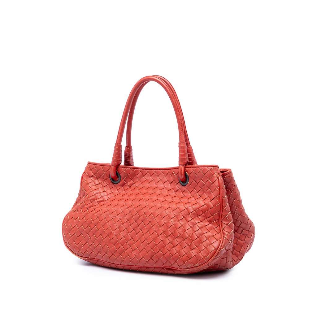 Bottega Veneta Nappa Intrecciato Top Handle Bag Orange Leather Very good condition - Back View