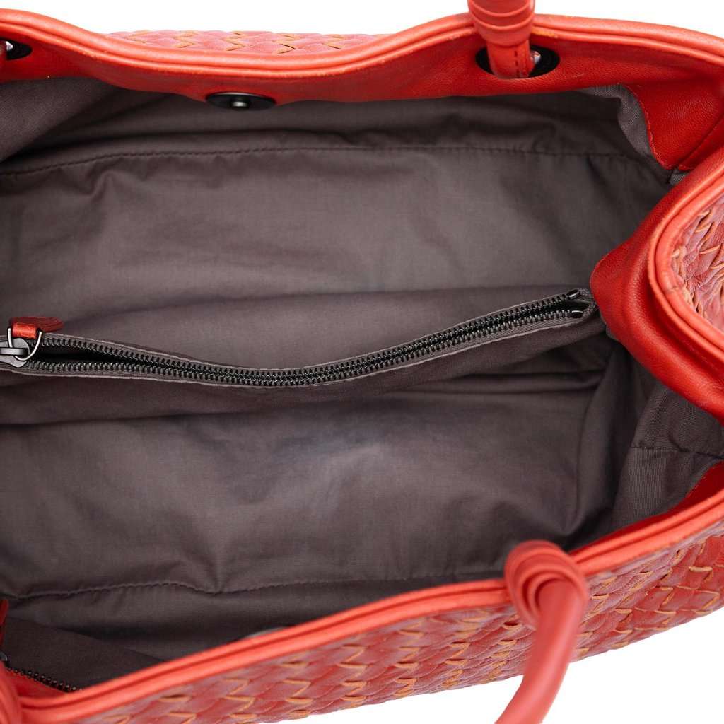 Bottega Veneta Nappa Intrecciato Top Handle Bag Orange Leather Very good condition - Model View
