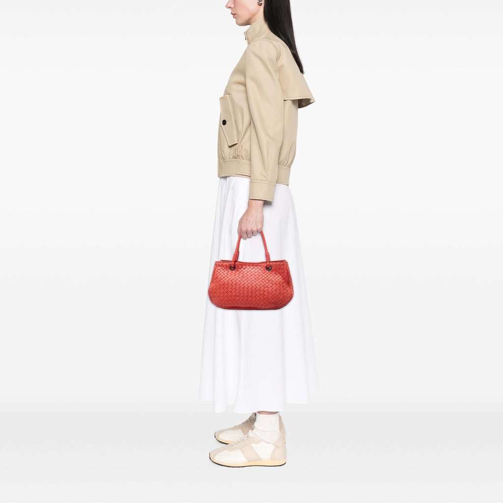 Bottega Veneta Nappa Intrecciato Top Handle Bag Orange Leather Very good condition - Box View