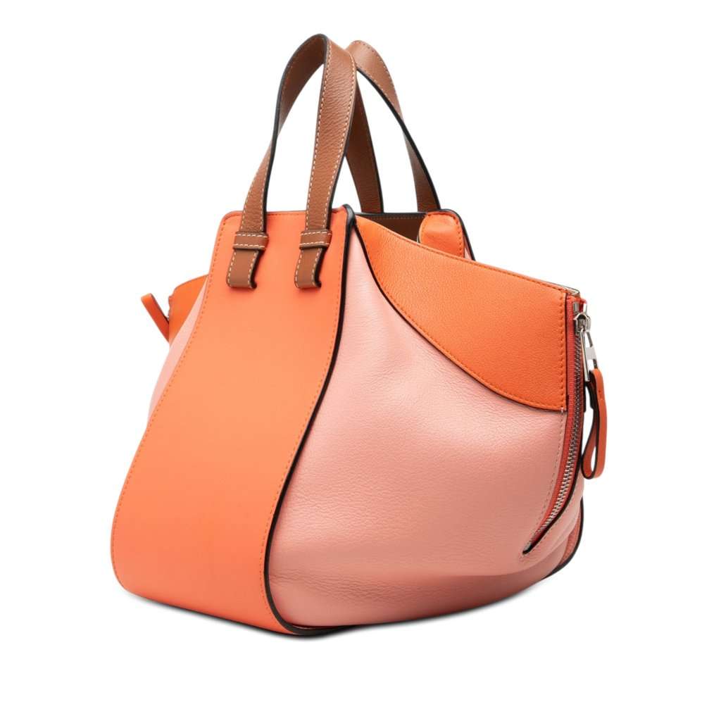 Loewe Small Tricolor Soft Grained Calfskin Hammock Bag Orange Leather Very good condition - Back View
