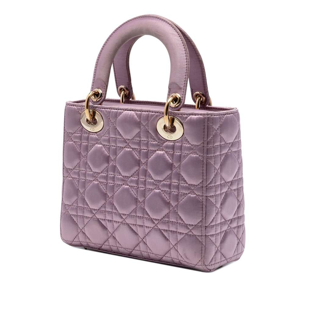 Dior Small Satin Cannage Swarovski Lady Dior Pink Very good condition - Back View