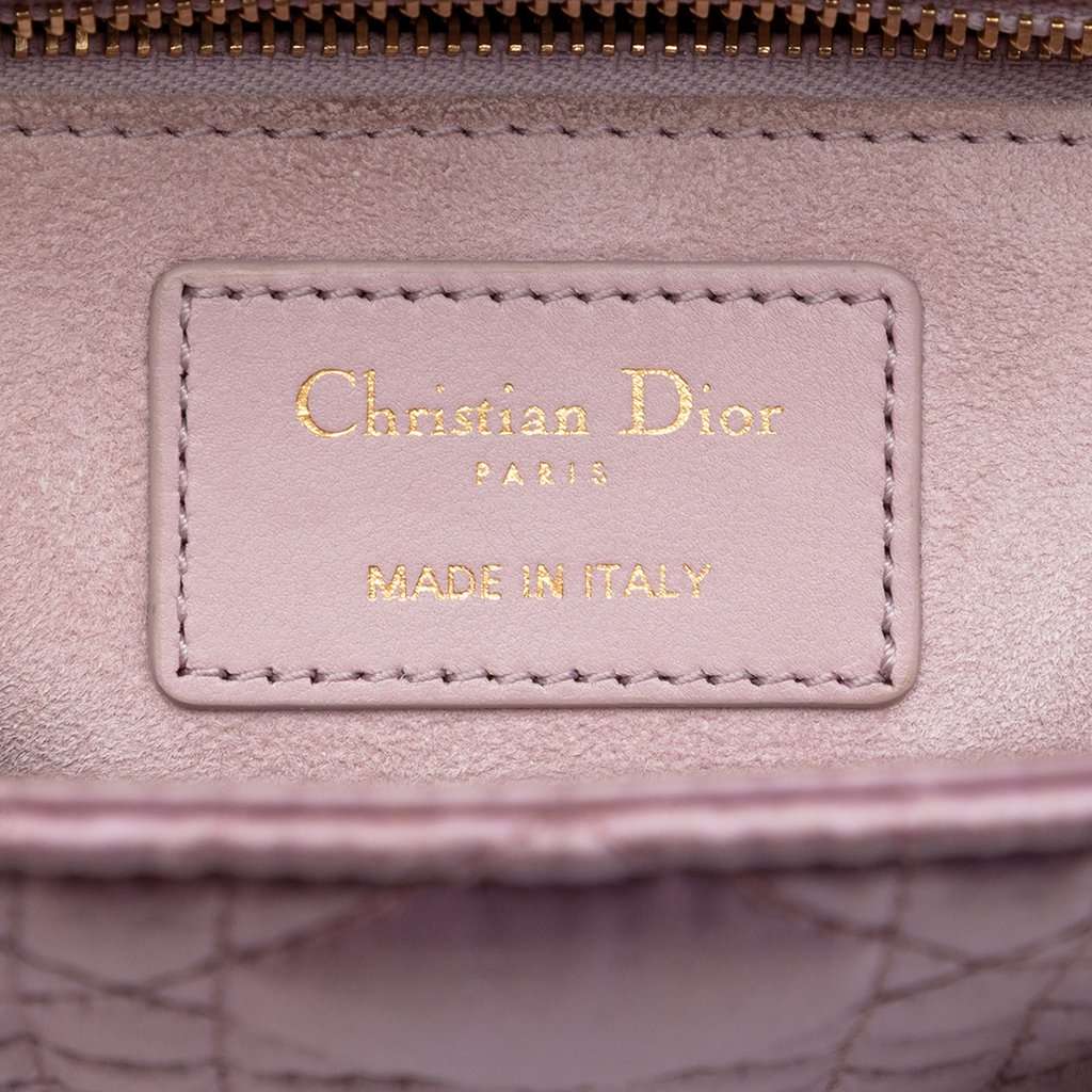 Dior Small Satin Cannage Swarovski Lady Dior Pink Very good condition - Box View