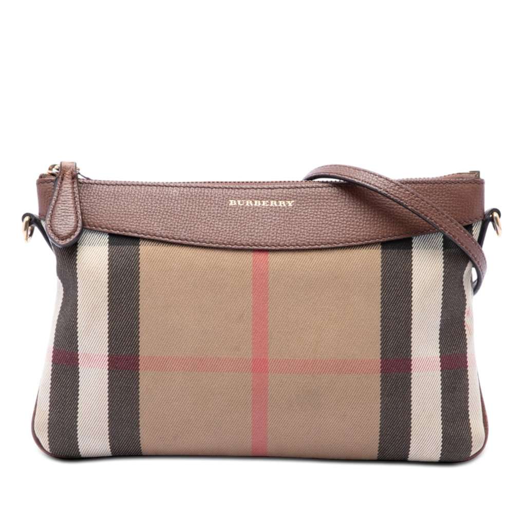 Burberry House Check Canvas Derby Peyton Crossbody Brown Very good condition - Front View