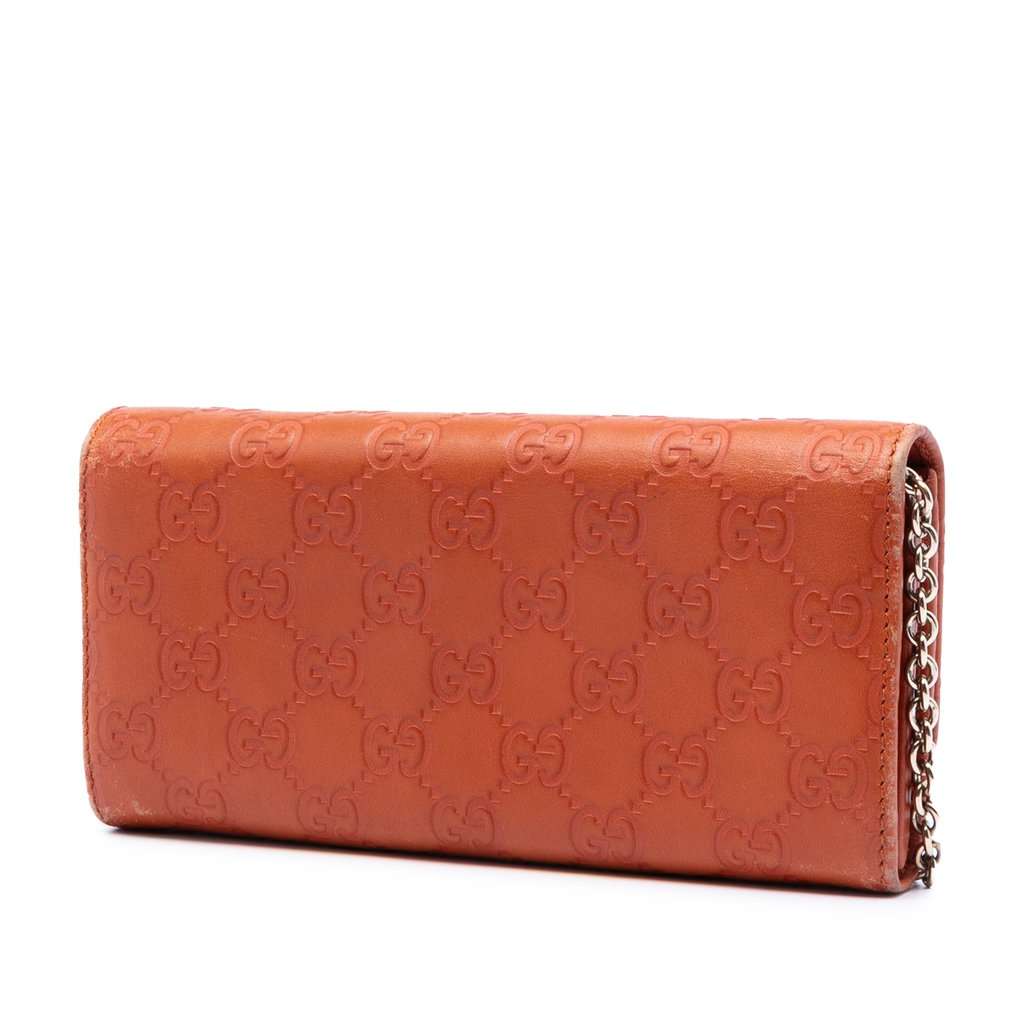 Gucci Guccissima Dice Wallet On Chain Orange Leather Very good condition - Back View