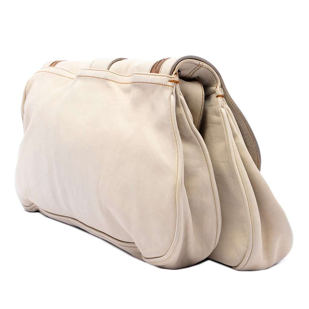 Dior Calfskin Gaucho Double Saddle Shoulder Bag Beige Leather Good - Back View
