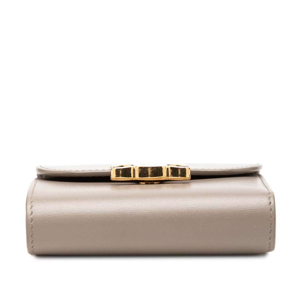 Celine Shiny Calfskin Triomphe Flap Small Wallet Brown Leather Very good condition - Inside View