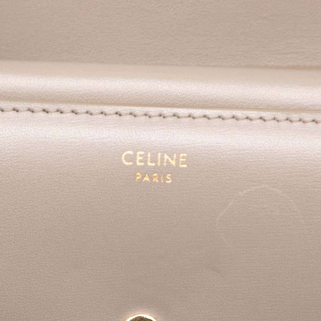 Celine Shiny Calfskin Triomphe Flap Small Wallet Brown Leather Very good condition - Box View