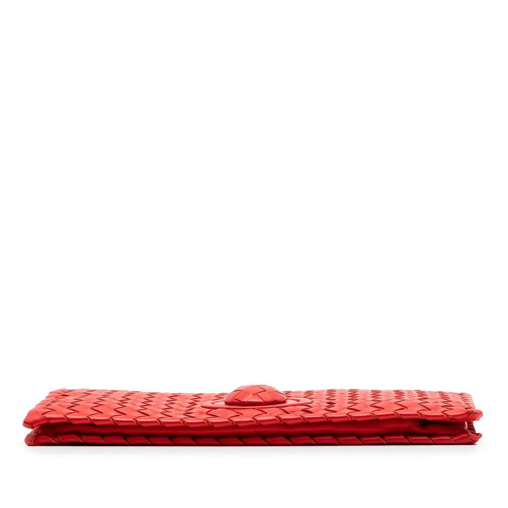 Bottega Veneta Nappa Intrecciato Turn Lock Clutch Red Leather Very good condition - Inside View