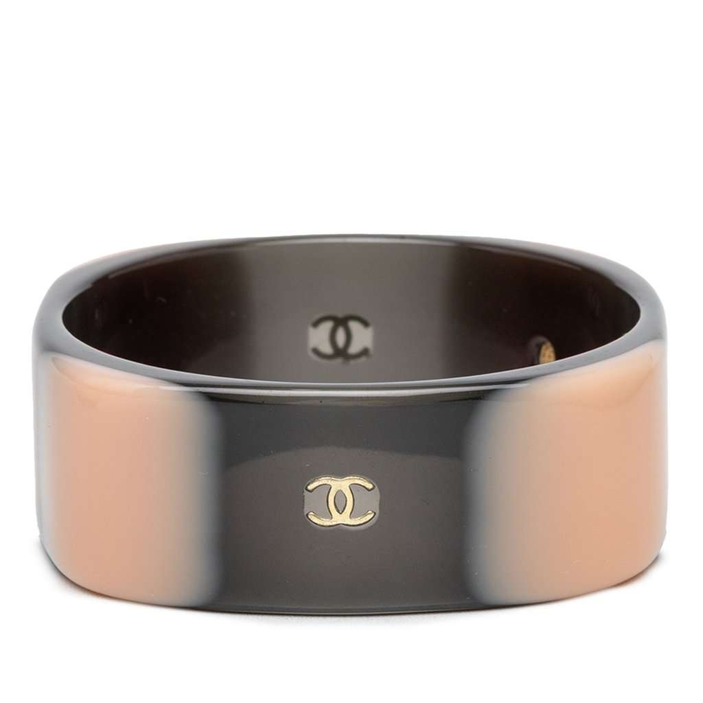 Chanel CC Resin Bangle Black Plastic Very good condition - Front View