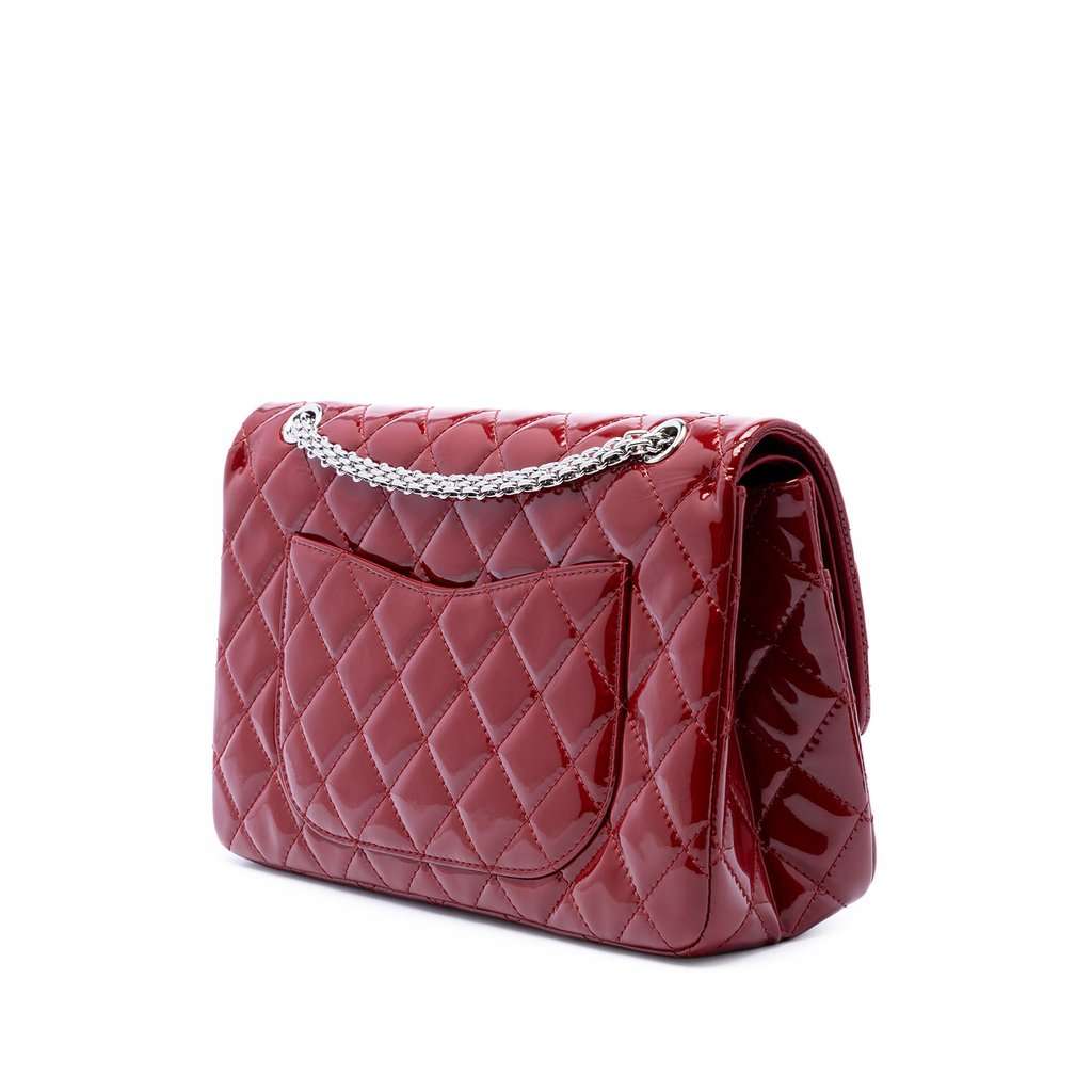 Chanel Quilted Patent Reissue 2.55 Double Flap 227 Red Leather Very good condition - Back View