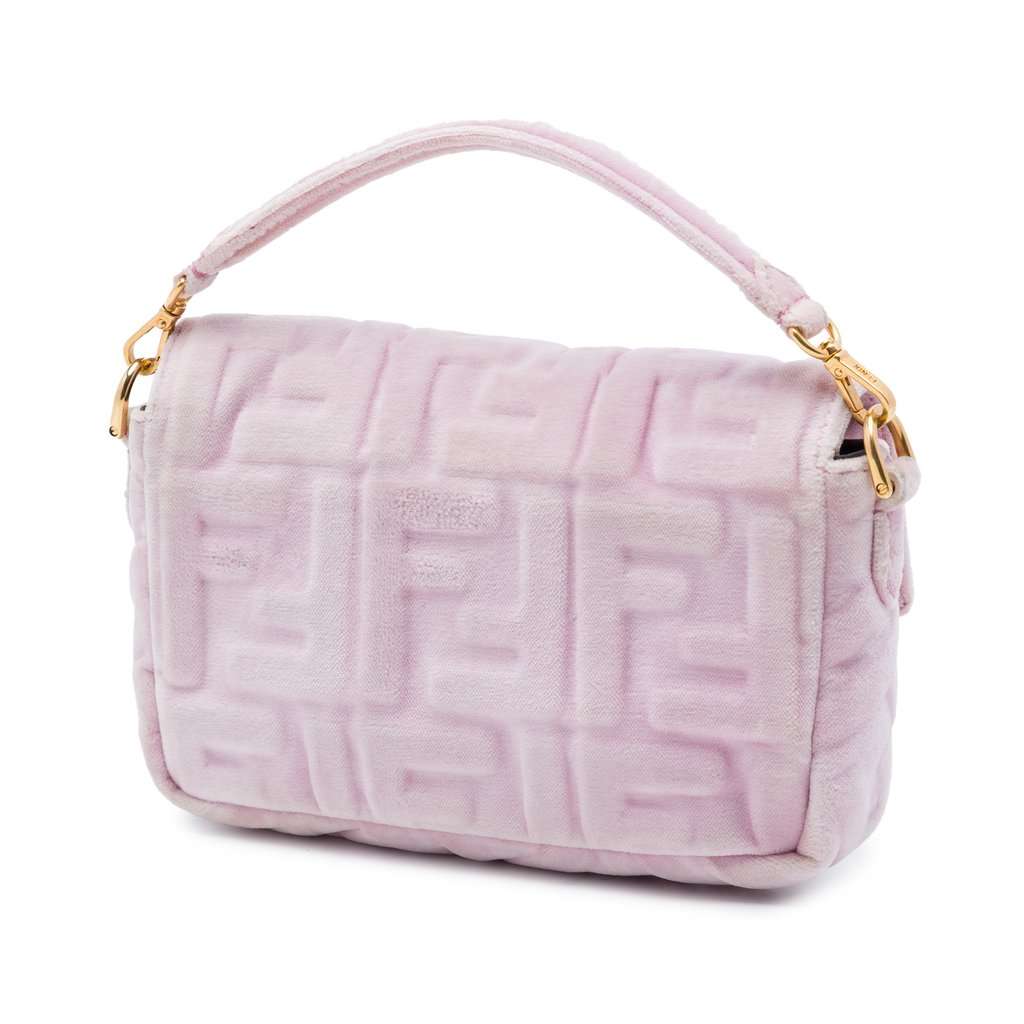 Fendi Mini Zucca Embossed Velvet Baguette Satchel Pink Very good - Back View