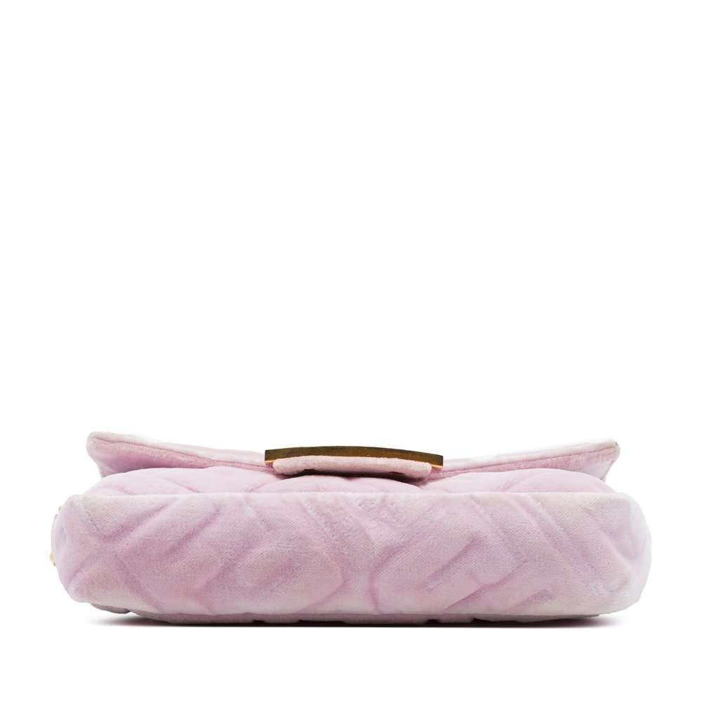 Fendi Mini Zucca Embossed Velvet Baguette Satchel Pink Very good - Inside View