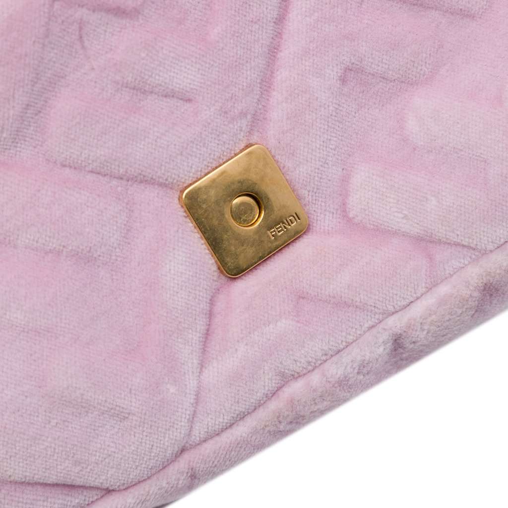 Fendi Mini Zucca Embossed Velvet Baguette Satchel Pink Very good - Box View
