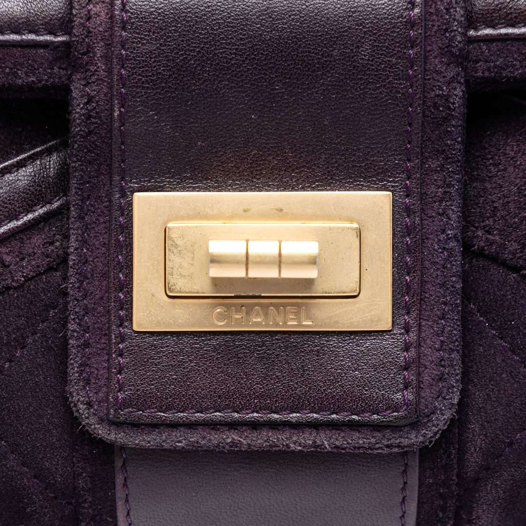 Chanel Quilted Suede Union Jack Reissue 2.55 Double Flap 227 Purple Leather Very good condition - Box View