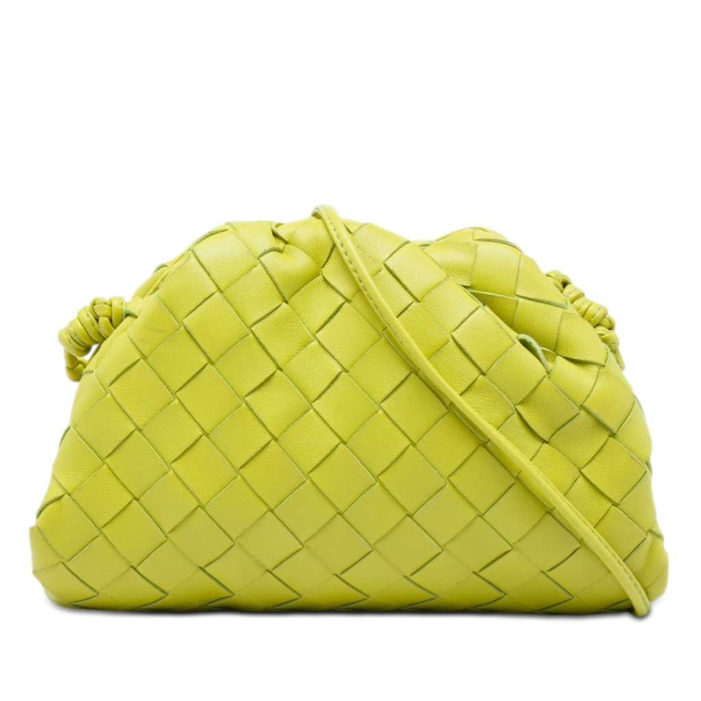 Bottega Veneta Nappa Intrecciato The Mini Pouch Crossbody Green Leather Very good - Front View
