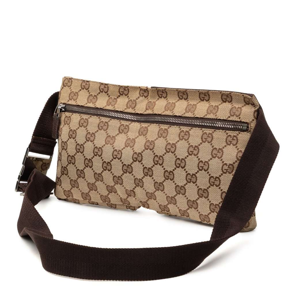 Gucci GG Canvas Double Pocket Belt Bag Beige Very good - Back View