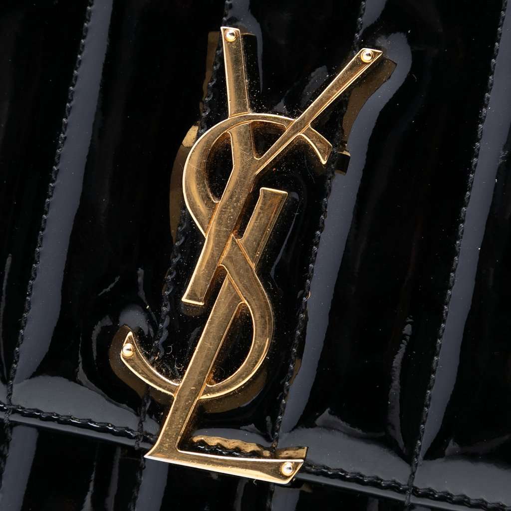 Saint Laurent Small Patent Monogram Vicky Chain Bag Black Leather Very good condition - Box View