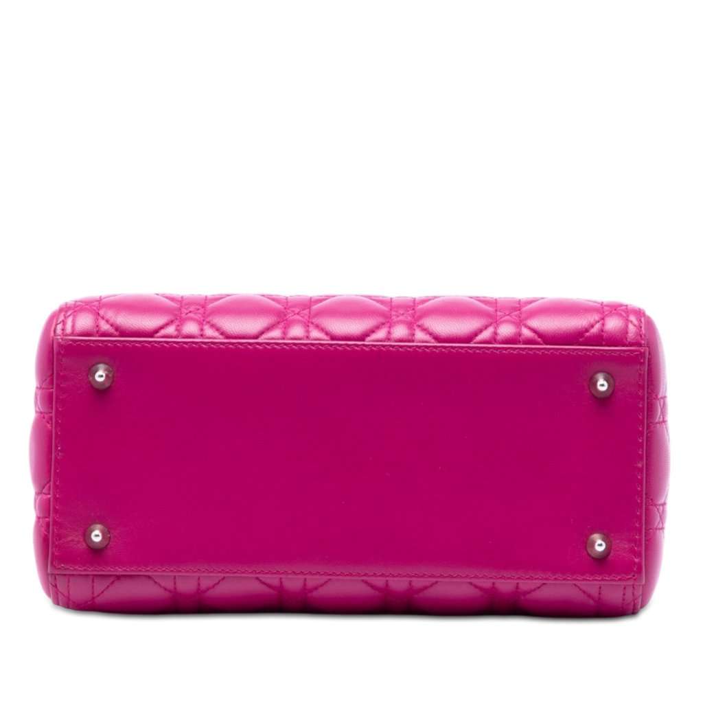 Dior Medium Lambskin Cannage Lady Dior Pink Leather Very good condition - Inside View
