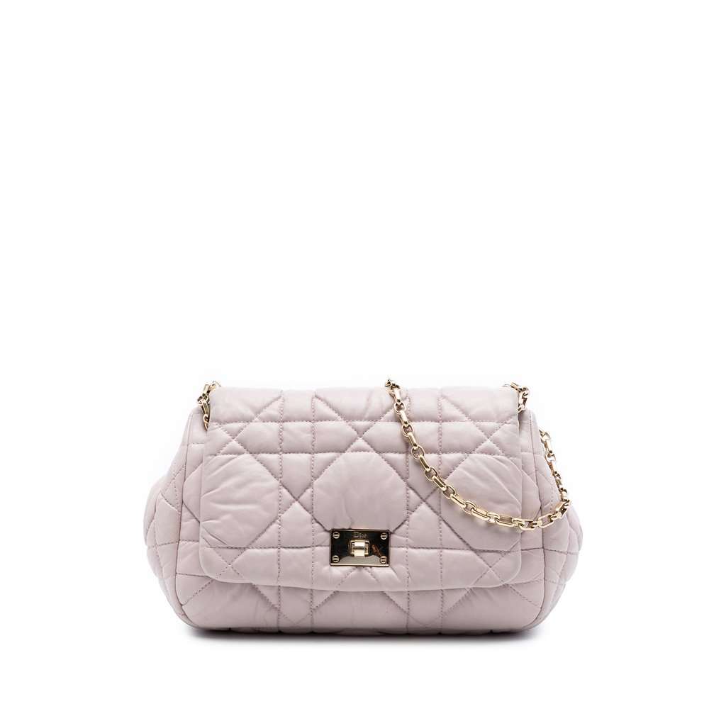 Dior Lambskin Cannage Milly La Foret Shoulder Bag Pink Leather Very good condition - Front View