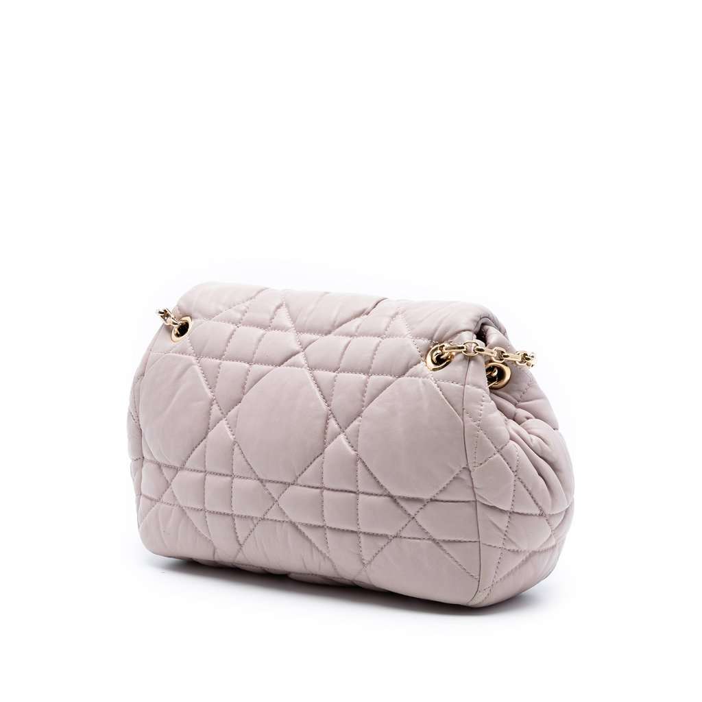 Dior Lambskin Cannage Milly La Foret Shoulder Bag Pink Leather Very good condition - Back View