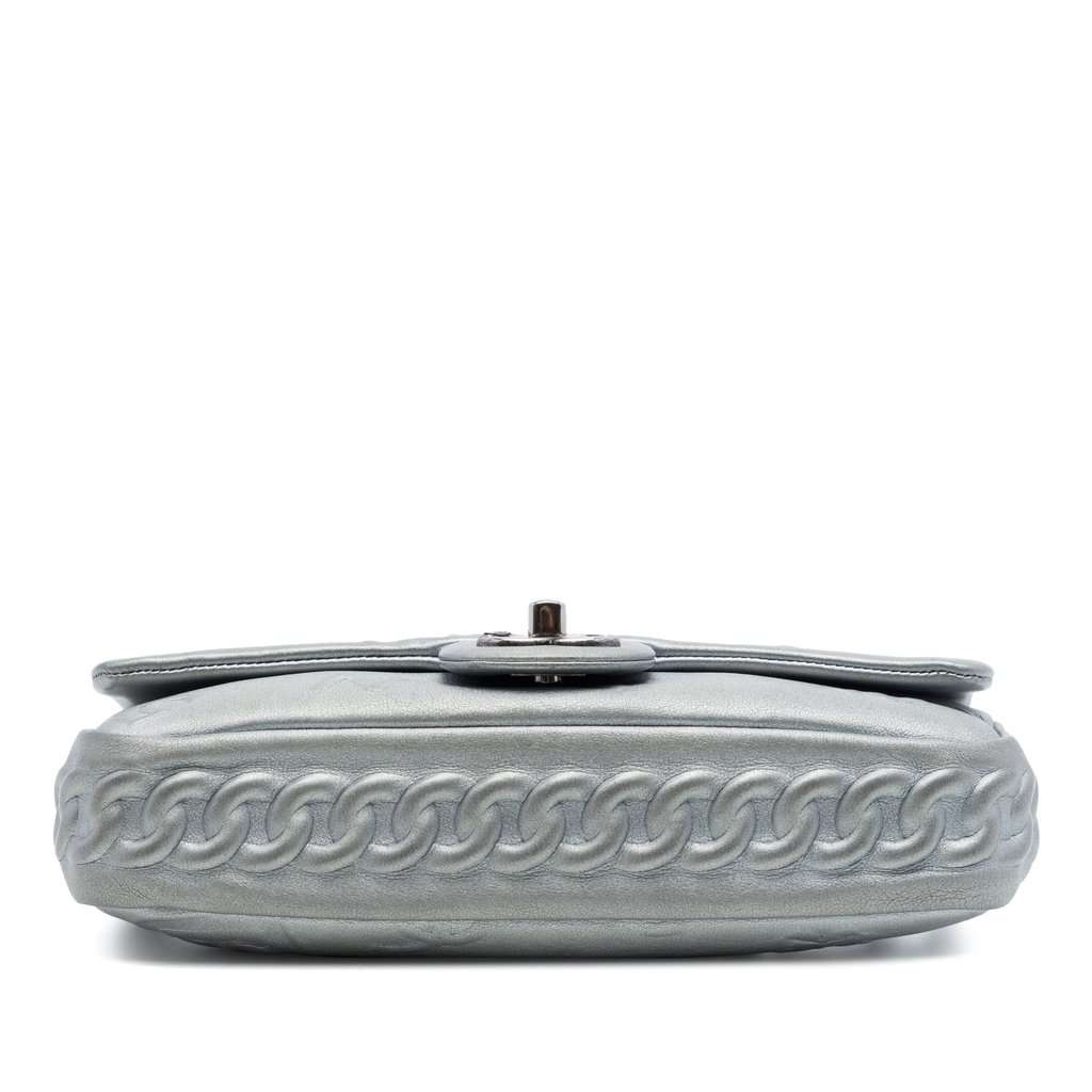 Chanel Small Embossed Metallic Calfskin Precious Symbols Flap Silver Leather Very good condition - Inside View
