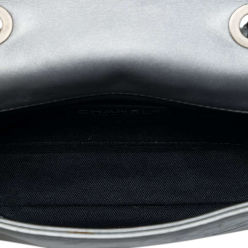 Chanel Small Embossed Metallic Calfskin Precious Symbols Flap Silver Leather Very good condition - Model View