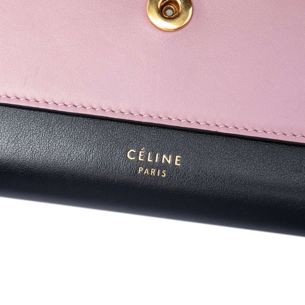 Celine Bicolor Leather Pocket Envelope Wallet On Chain Black Leather Very good - Box View