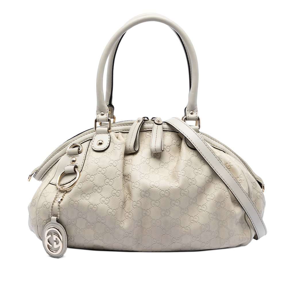 Gucci Guccissima Sukey Satchel White Leather Very good condition - Front View