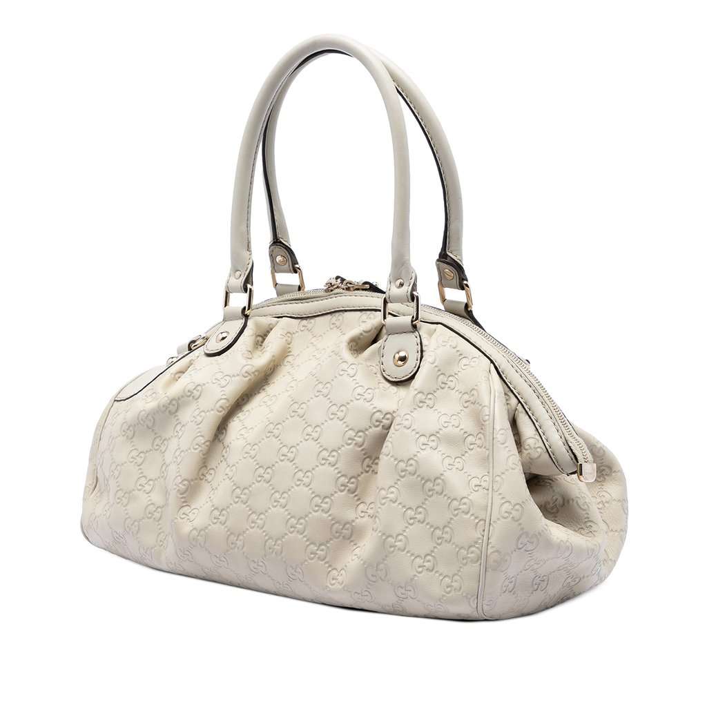 Gucci Guccissima Sukey Satchel White Leather Very good condition - Back View