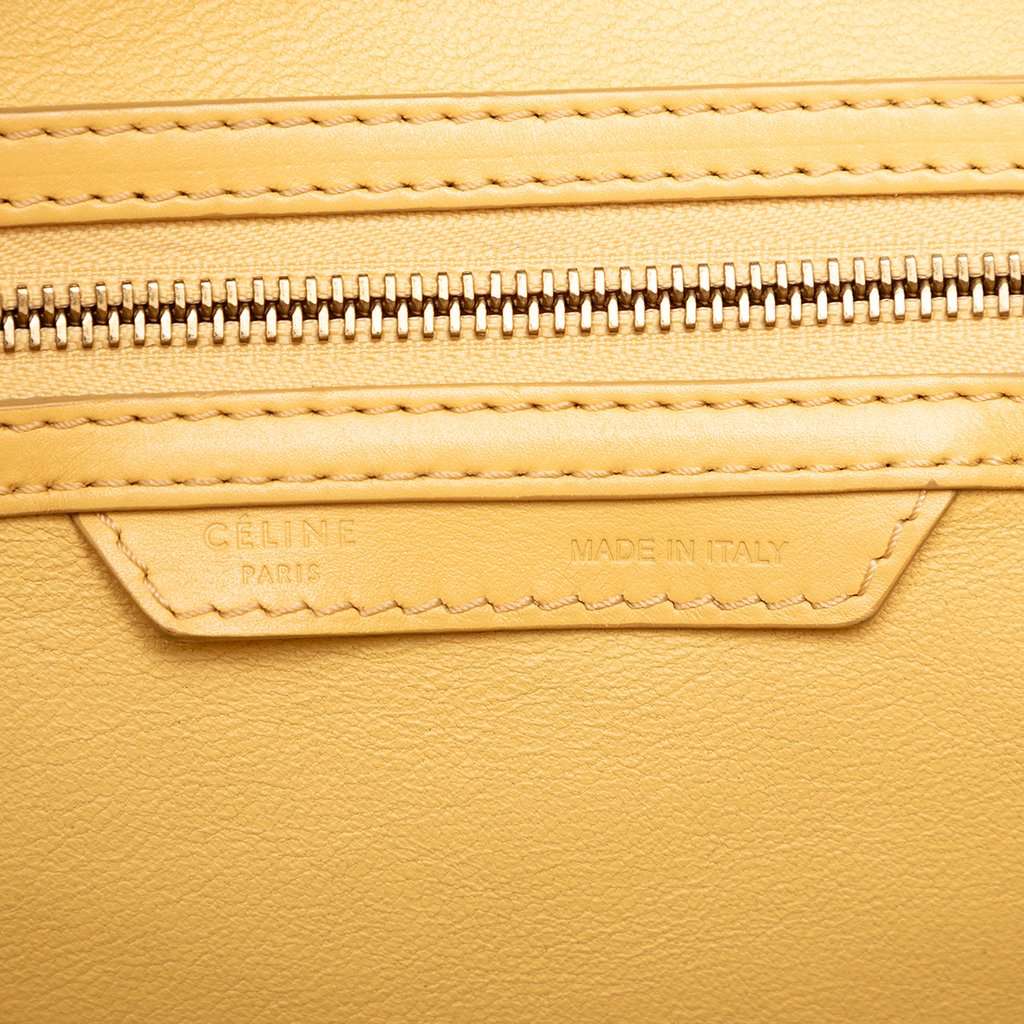 Celine Mini Drummed Calfskin Luggage Tote Yellow Leather Very good condition - Box View