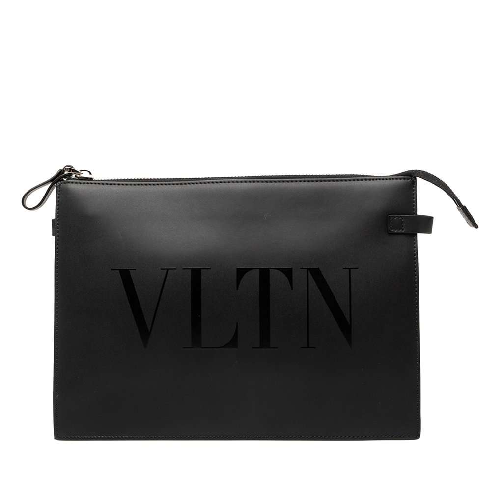 Valentino Leather VLTN Clutch Black Leather Very good condition - Front View