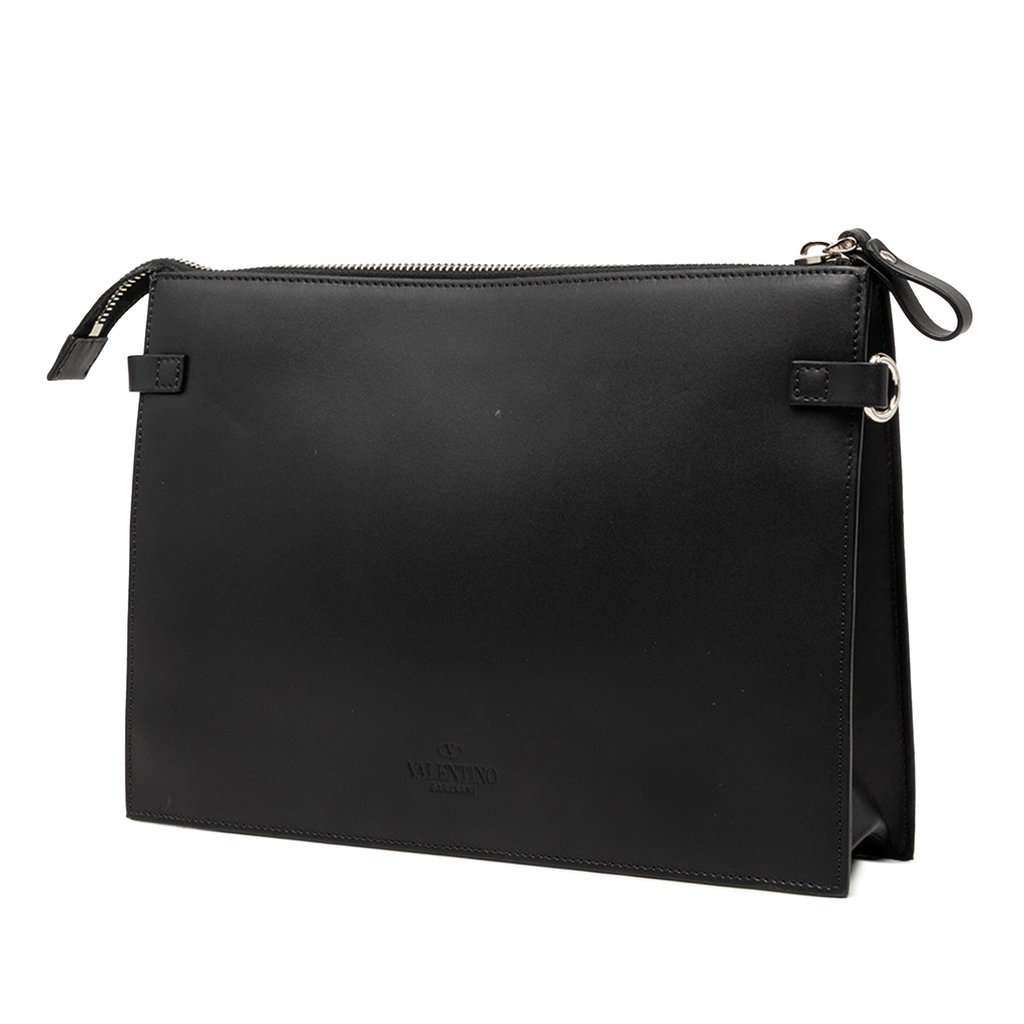Valentino Leather VLTN Clutch Black Leather Very good condition - Back View