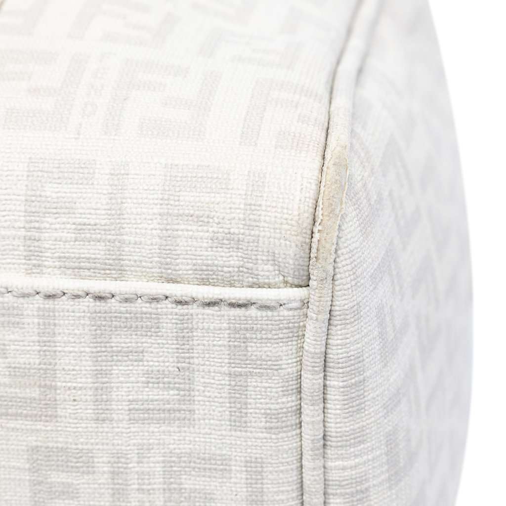 Fendi Zucchino Coated Canvas Boston Bag White Good condition - Box View