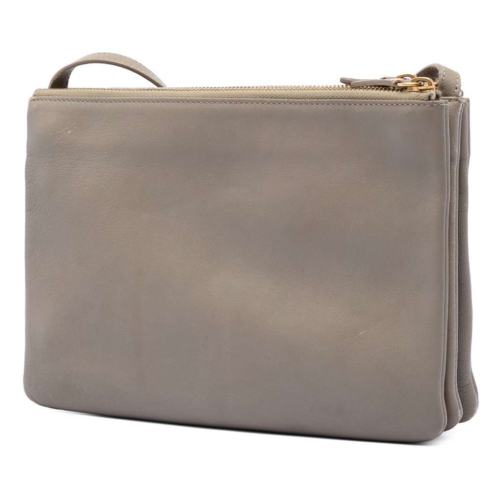 Celine Large Lambskin Trio Crossbody Brown Leather Very good condition - Back View